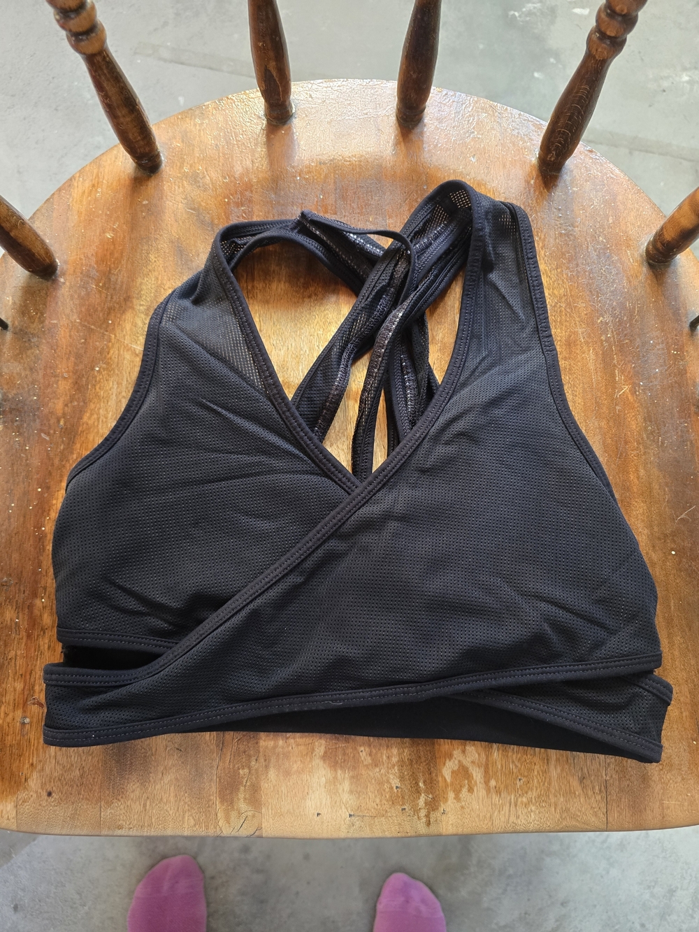Fabletics Black Strappy Wrap Sports Bra